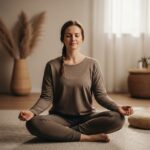 Mujer practicando meditación para cuidar su salud mental, alcanzando un estado de calma y bienestar emocional.